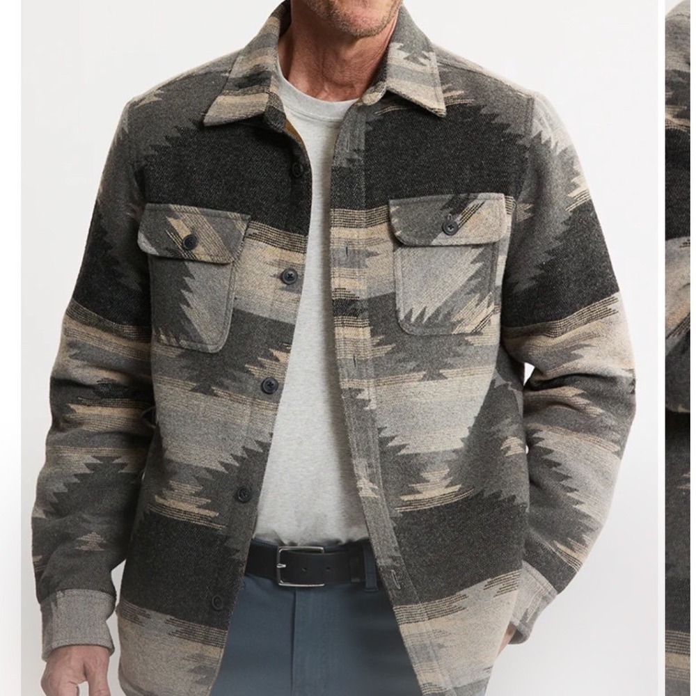 Jachs New York Mens XL Southwestern Sherpa Lined Wool Blend Shacket Cabincore